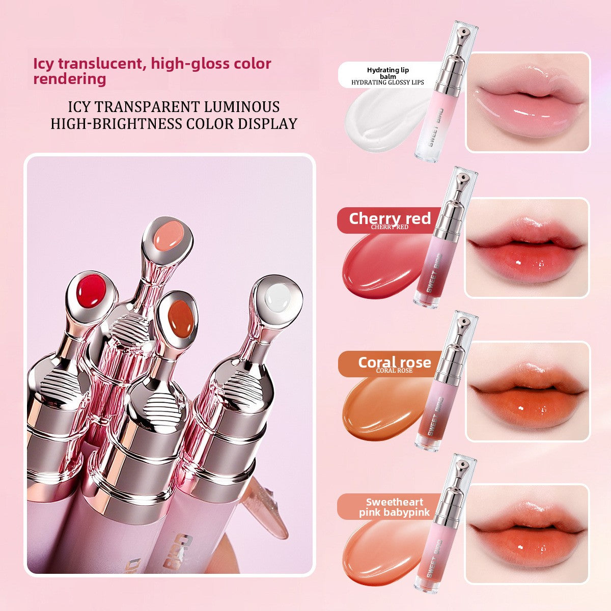 Hydrating Lip Gloss with Mirror Shine and plump lips